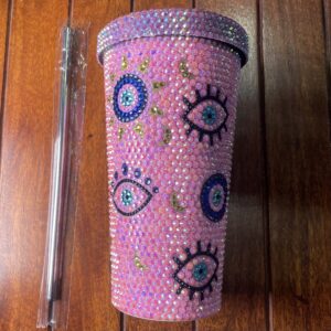 كوب كريستال وردي فاخر بتصميم عين