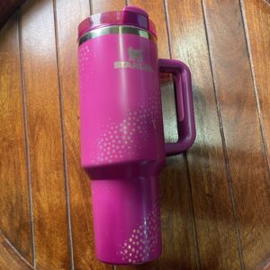 كوب حراري بتصميم لطيف بلون الفوشي مع الذهبي