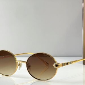 نظارة شمسية BVLGARI – دائرية بالذهبي